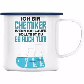 Тренд - Подарки химику Эмалированные чашки Эмалированная чашка Техник химической лаборатории Подарок химии Гаджет химической лаборатории (синий) Trendation