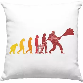 Тренд - Подарочная декоративная подушка с наполнителем для пожарной охраны 40х40 Пожарный Отец День отца Говоря Эволюция (розовый) Trendation