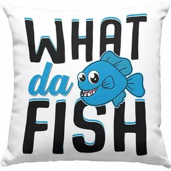 Тренд - Рыболов Декоративная подушка Рыбак с наполнителем 40х40 Подарок Хищная рыба Хобби Рыболов Щука Форель Ловля окуня Декоративная подушка с наполнителем 40х40 Аксессуары What Da Fish (Серый) Trendation