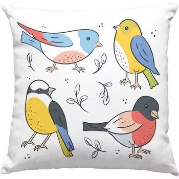 Тренд - Виды птиц Воробьи Птица Декоративная подушка с наполнителем 40 x 40 см Подарок с графикой Подарок для любителей птиц (синий) Trendation