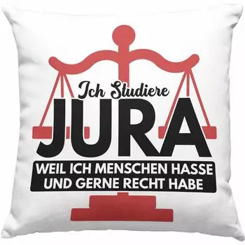 Тренд - Закон Декоративная подушка с наполнителем 40 x 40 см Подарок Высказывание Юриста Идея подарка Юрист Изучает Юриспруденцию Смешные Высказывания Государственный Экзамен Я Учусь Юриспруденции (Серый) Trendation