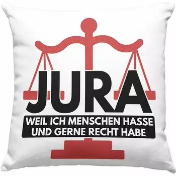 Тренд - Закон Декоративная подушка с наполнителем 40 x 40 см Подарок Высказывание юриста Идея подарка Юрист изучает право Смешные высказывания, потому что я ненавижу людей (розовый) Trendation