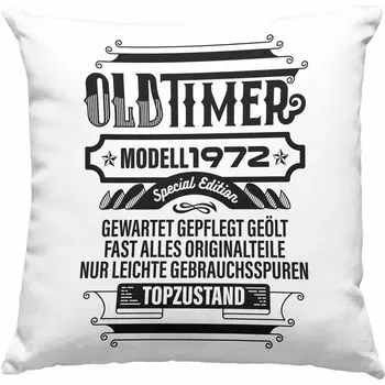 TRENDATION Декоративная подушка на 50-летие с наполнителем 40x40 Женщина Мужчина Подарок на 50-летие 50 Мать Отец (зеленый)