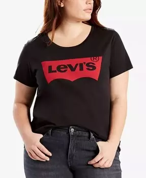 Трендовая футболка Plus Size Perfect Logo из хлопка Levi's, черный