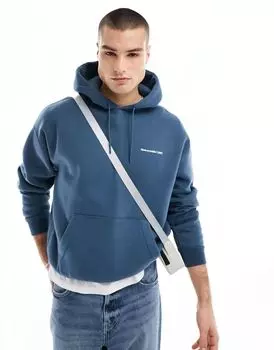 Трендовая толстовка синего цвета с очень маленьким логотипом Abercrombie & Fitch