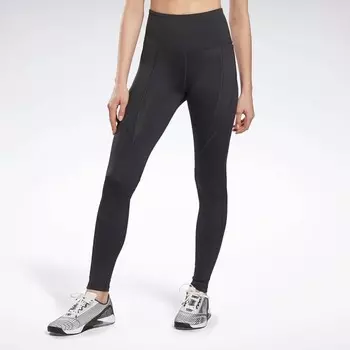 Тренировка в женских леггинсах готова Reebok, черный