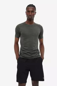 Тренировочная футболка drymove muscle fit pro H&M, хаки