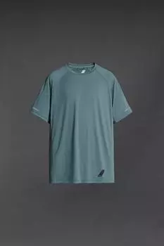 Тренировочная футболка ZARA, зеленый, голубой