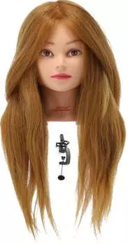 Тренировочная головка Ela 55 см золото, натуральные волосы + ручка, парикмахерская насадка для расчесывания, тренировочная насадка, Calissimo