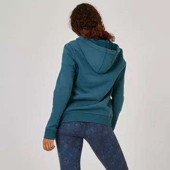 Тренировочная куртка с капюшоном мужская фитнес - 520 хаки DOMYOS, темно-зеленый