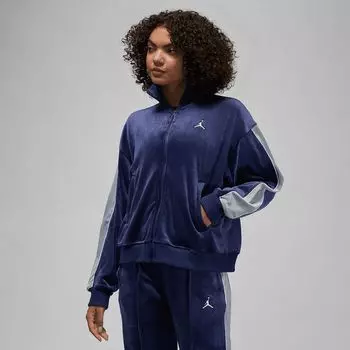 Тренировочная куртка W J FLIGHT VELOUR FULLZIP Jordan, цвет Mitternachtsblau/Stahl/Wei