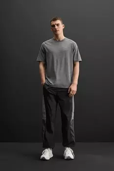 Тренировочная текстурная футболка ZARA, белый/серый