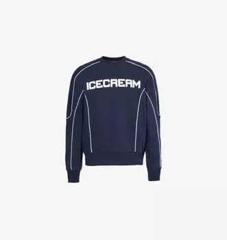 Тренировочная толстовка из хлопкового джерси с круглым вырезом Icecream, синий