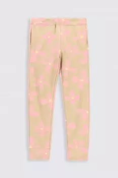 Тренировочные брюки Coccodrillo бежевый с цветочным принтом в моде REGULAR