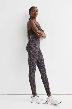 Тренировочные леггинсы H&amp;M, темно-серый/узор