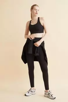 Тренировочные леггинсы с высокой талией H&amp;M, черный