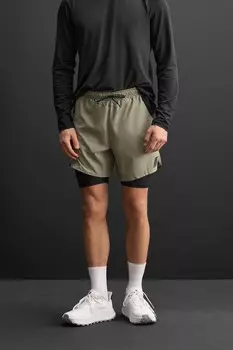 Тренировочные шорты 2 в 1 ZARA, серо-коричневый