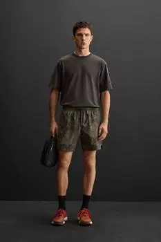 Тренировочные шорты с принтом ZARA, цвет Mid-green