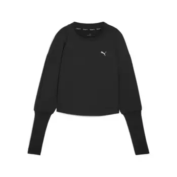 Тренировочный свитер PUMA "STUDIO CLOUDSPUN с круглым вырезом женский", черный