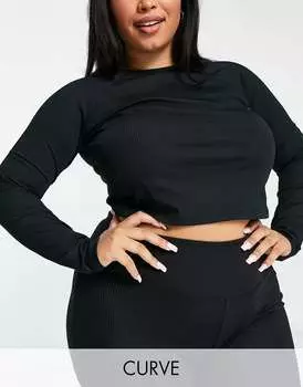 Тренировочный топ в рубчик с длинными рукавами ASOS Curve