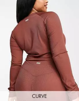 Тренировочный топ в рубчик с длинными рукавами ASOS 4505 Curve