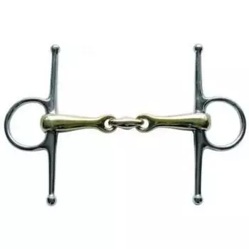 Трензель HKM Argentan с двойным шарниром, 16 мм, золотой / серебряный