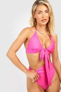 Треугольник бикини с запахом Boohoo, розовый