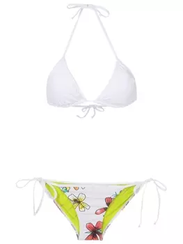 Треугольное бикини с цветочным принтом Amir Slama, белый