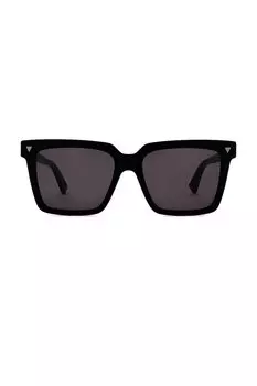 Треугольные солнцезащитные очки Bottega Veneta с квадратными дужками, shiny solid black