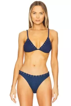 Треугольный бикини-топ Good American, swim denim rinse001