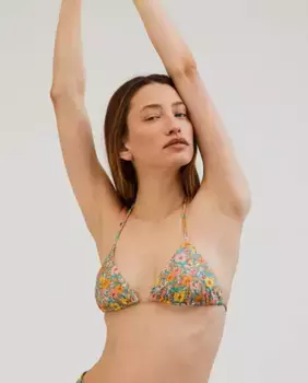 Треугольный бикини-топ с цветочным принтом Bohodot, оранжевый