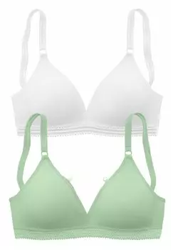 Треугольный бюстгальтер 2 PACK LASCANA, белый