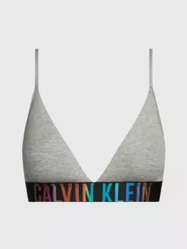 Треугольный бюстгальтер Calvin Klein Underwear "LIGHTLY LINED TRIANGLE", с разноцветным логотипом, серый