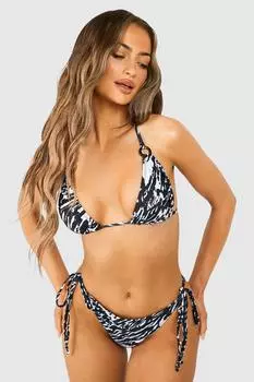 Треугольный комплект бикини с уплотнительным кольцом Animal boohoo, черный