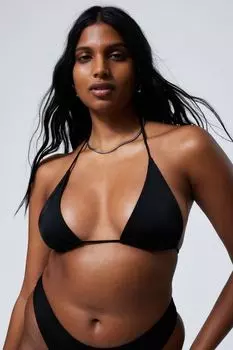 Треугольный лиф бикини с бретелями Weekday, черный