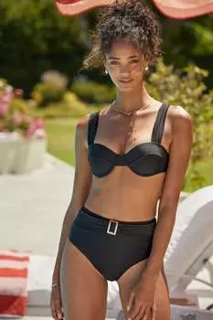 Треугольный топ бикини с завязками и бусинами Friends Like These, черный