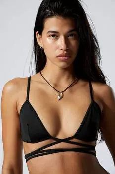 Треугольный верх бикини с запахом Weekday, черный