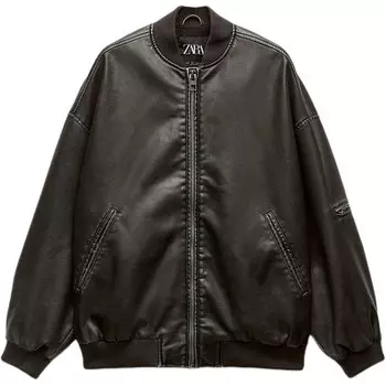 Trf Кожаная Куртка Женская серый Zara