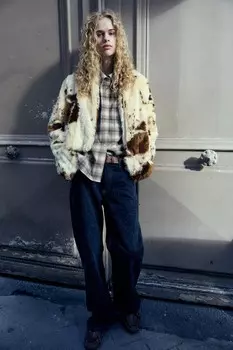 Trf свободные широкие джинсы со средней талией ZARA, темно-синий