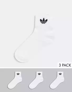 Три пары белых носков до щиколотки adidas Originals