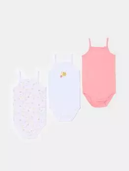 Три пары боди из органического хлопка с принтом Fagottino, цвет white/pink