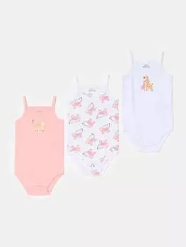 Три пары боди из органического хлопка с принтом Fagottino, цвет white/pink