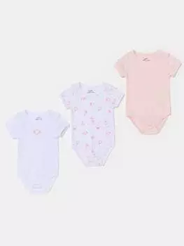 Три пары боди из органического хлопка с принтом Fagottino, цвет white/pink
