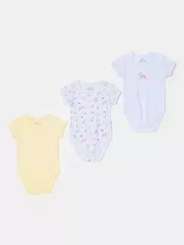 Три пары боди из органического хлопка с принтом Fagottino, цвет white/yellow