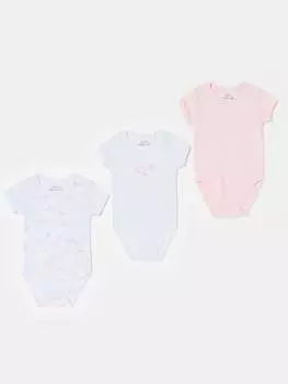 Три пары боди с короткими рукавами и принтом Fagottino, цвет white/pink