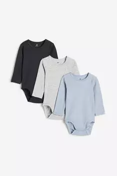 Три пары боди в рубчик H&M, синий