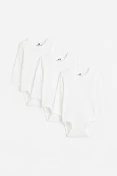 Три пары боди в рубчик H&M, белый