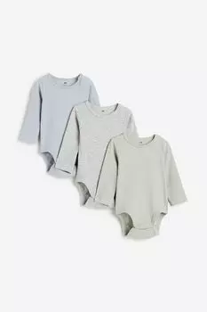 Три пары боди в рубчик H&M, синий