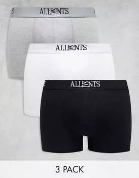 Три пары боксеров AllSaints белого/серого/черного цвета