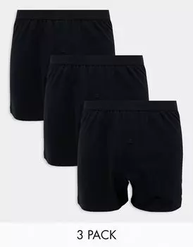 Три пары черных боксеров из джерси ASOS DESIGN